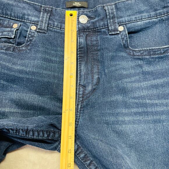 True Religion Jeans Men 36 Dark Wash Blue Denim Geno Big T Flap Relaxed Slim 30" - Picture 13 of 14